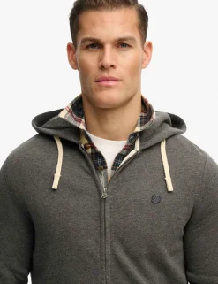 Cotton Rich Logo Embroidery Zip Up Hoodie