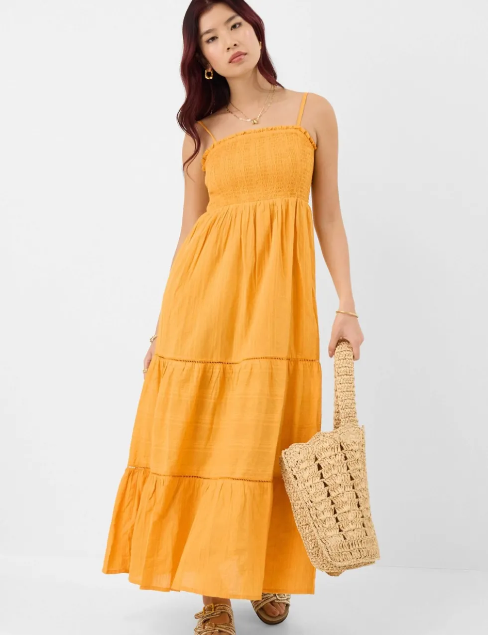 Cotton Rich Maxi Smock Beach Dress