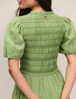 Cotton Rich Midaxi Shirred Dress