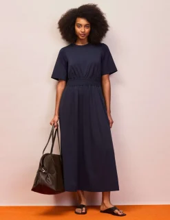 Cotton Rich Midaxi Waisted Dress