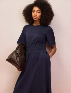 Cotton Rich Midaxi Waisted Dress
