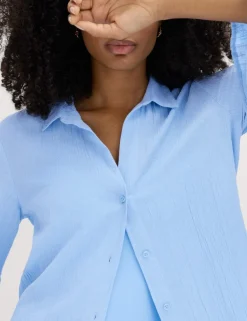 Cotton Rich Midi Shirt Dress with Linen