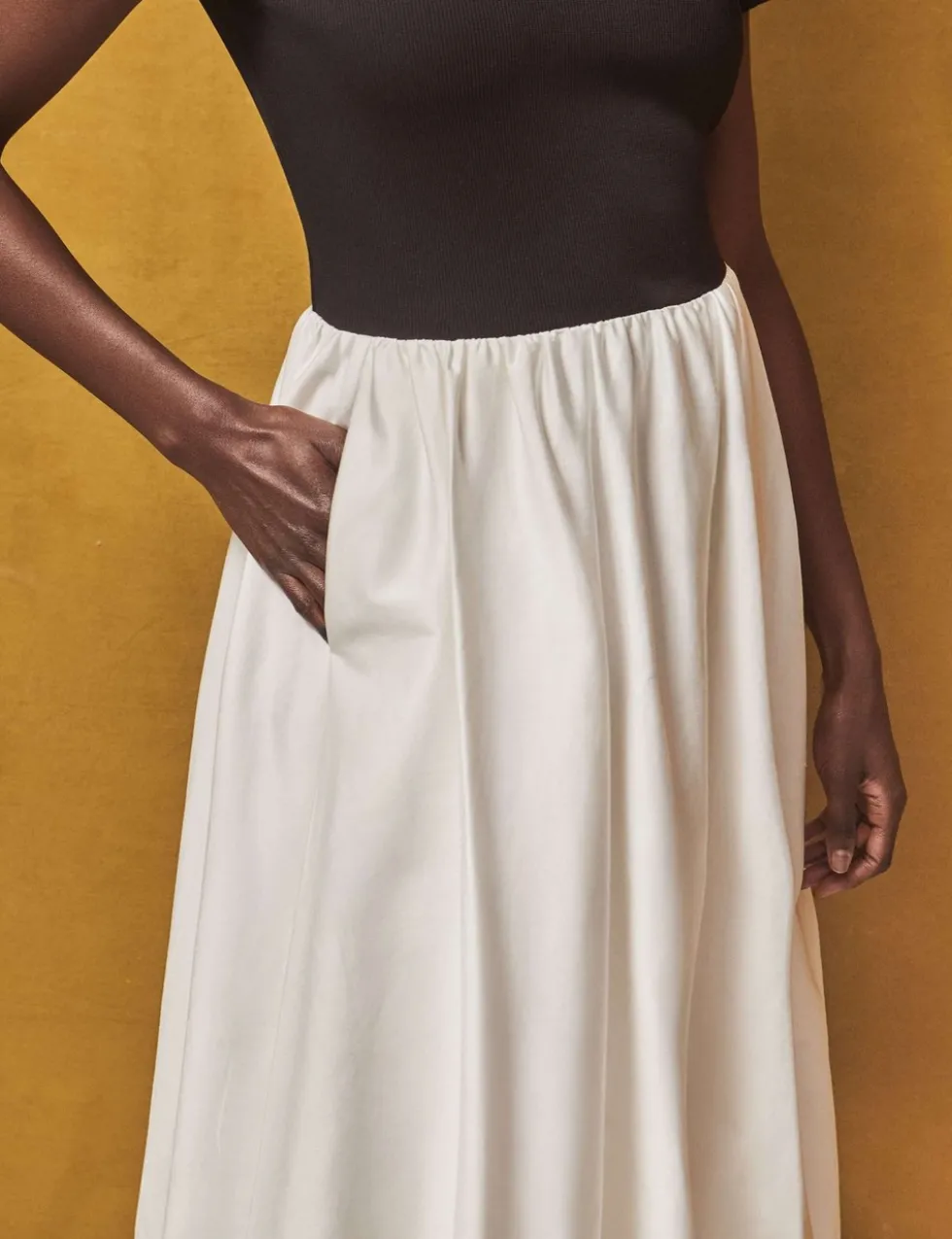 Cotton Rich Midi Waisted Dress