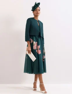 Cotton Rich Open Front Cropped Jacket