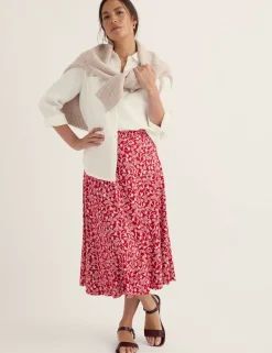 Cotton Rich Orchard Print A-Line Midi Skirt