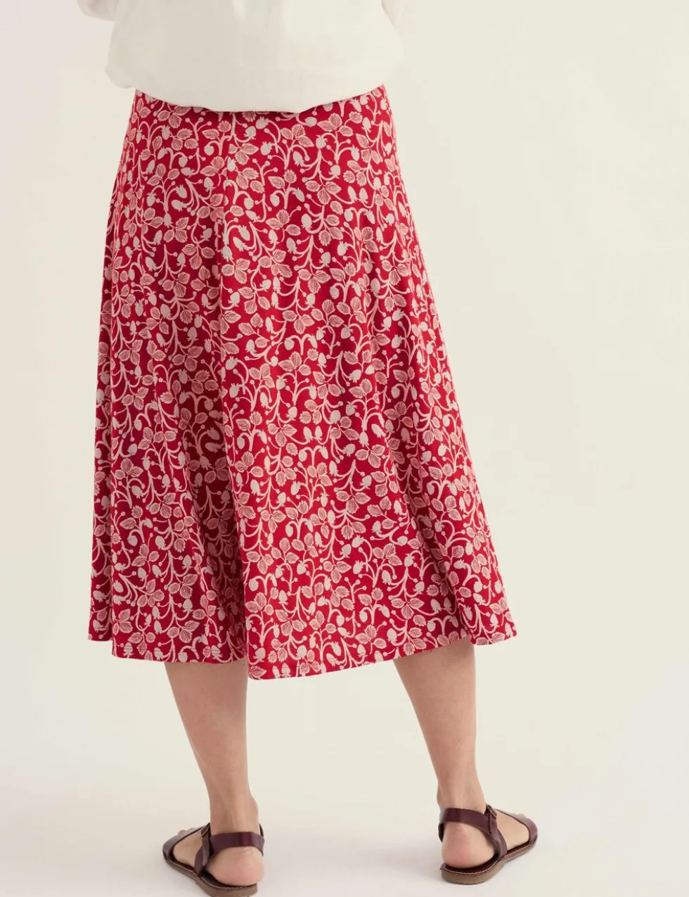 Cotton Rich Orchard Print A-Line Midi Skirt