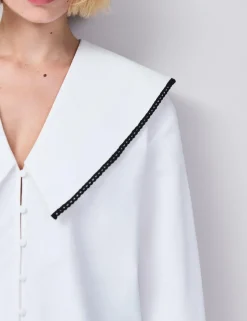 Cotton Rich Oversized Collared Blouse