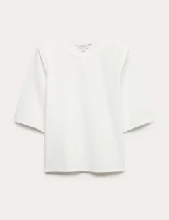 Cotton Rich Padded Shoulder T-Shirt