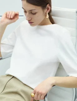 Cotton Rich Padded Shoulder T-Shirt