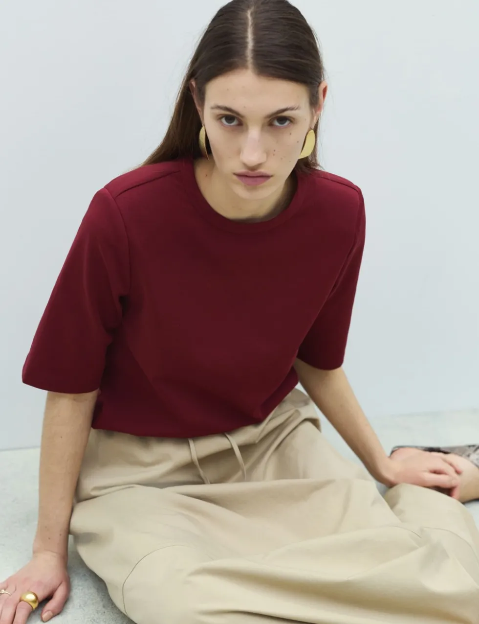 Cotton Rich Padded Shoulder T-Shirt