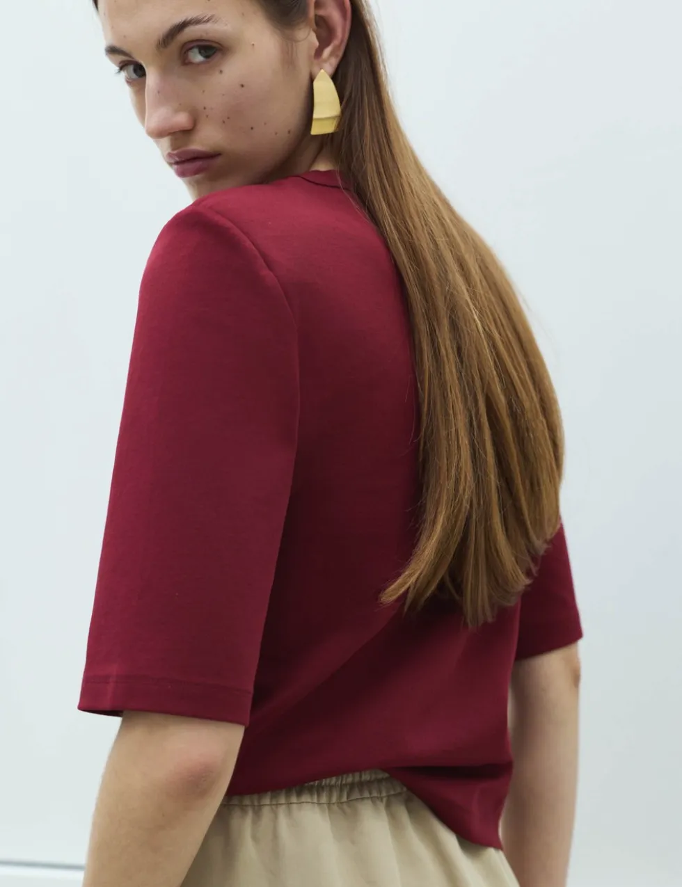 Cotton Rich Padded Shoulder T-Shirt