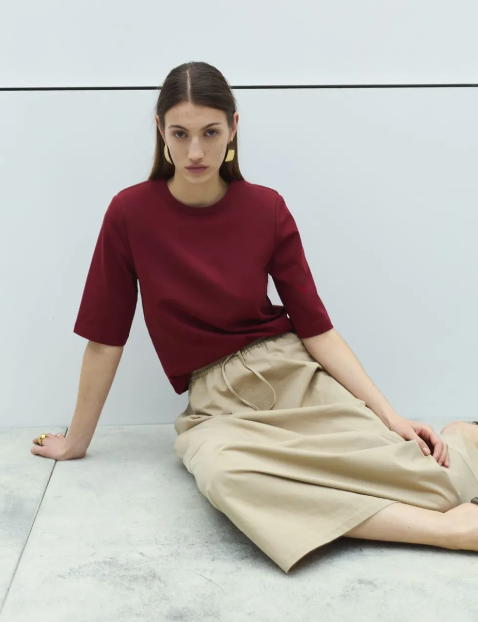 Cotton Rich Padded Shoulder T-Shirt