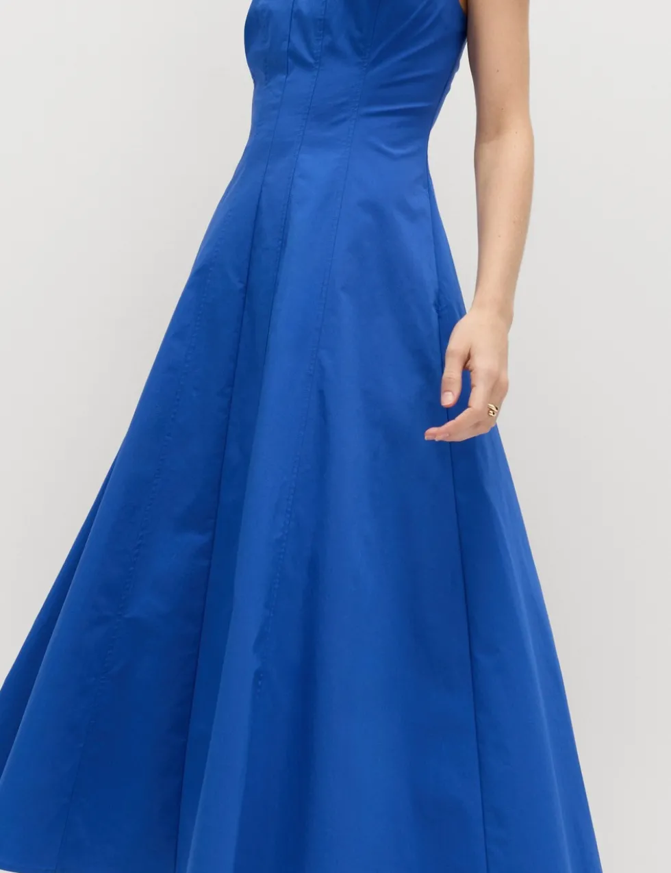 Cotton Rich Panel Midi Waisted Skater Dress