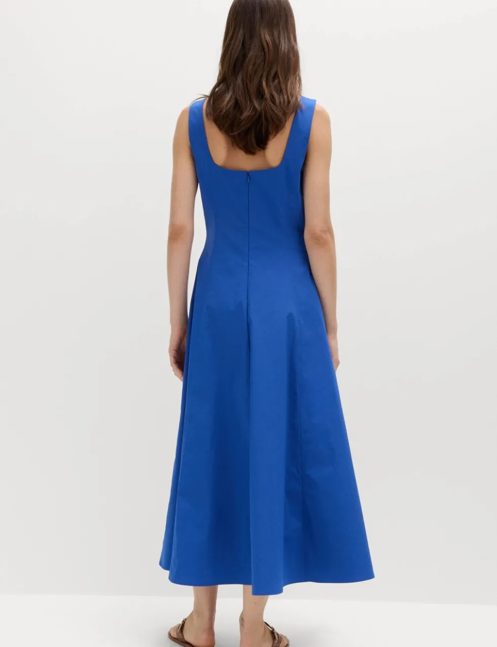 Cotton Rich Panel Midi Waisted Skater Dress