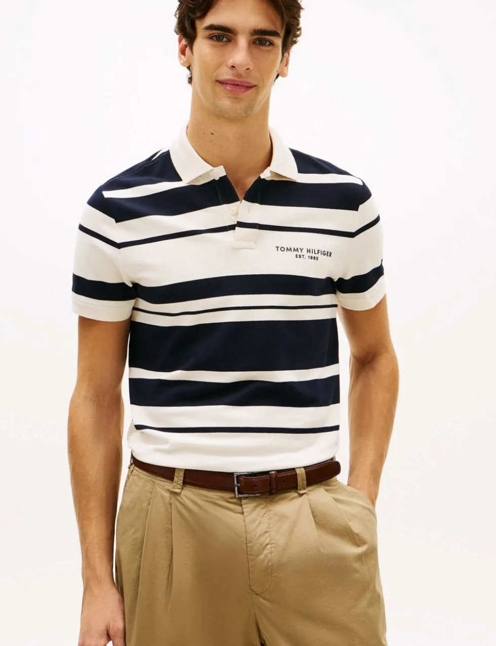 Cotton Rich Pique Striped Polo Shirt