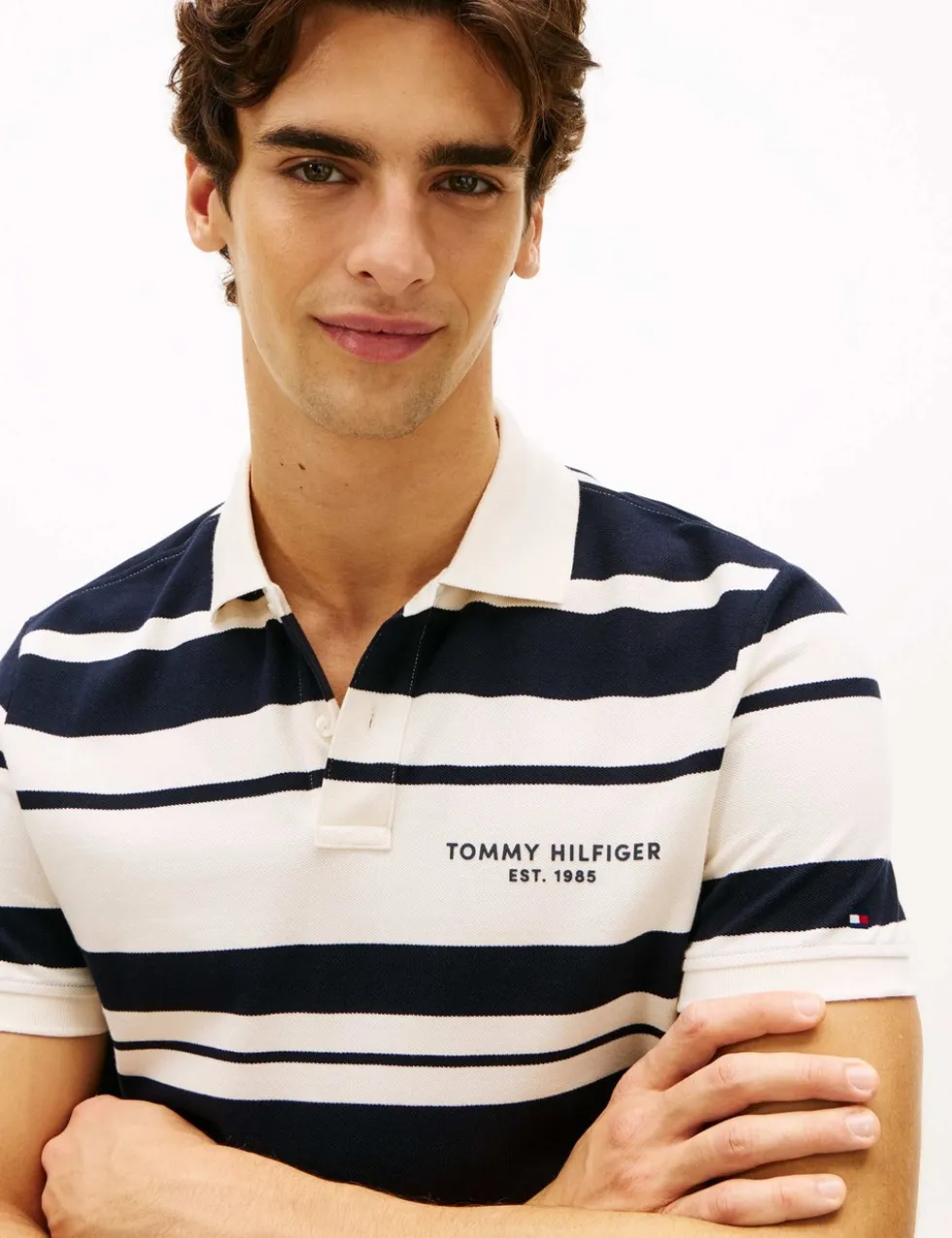 Cotton Rich Pique Striped Polo Shirt