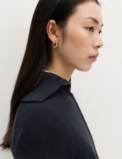 Cotton Rich Pocket Detail Collared Knitted Jacket