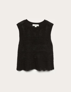 Cotton Rich Pointelle Knitted Vest