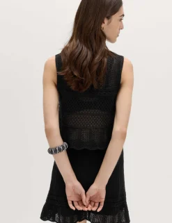 Cotton Rich Pointelle Knitted Vest