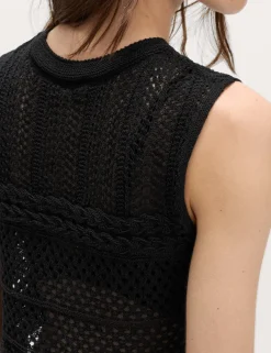 Cotton Rich Pointelle Knitted Vest