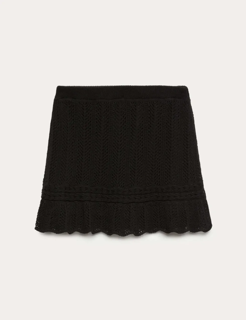 Cotton Rich Pointelle Knitted Mini Skirt