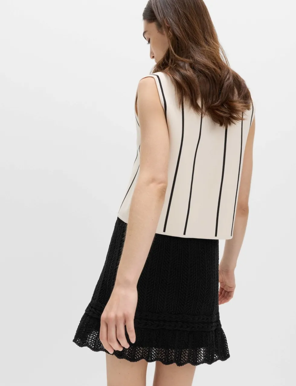 Cotton Rich Pointelle Knitted Mini Skirt