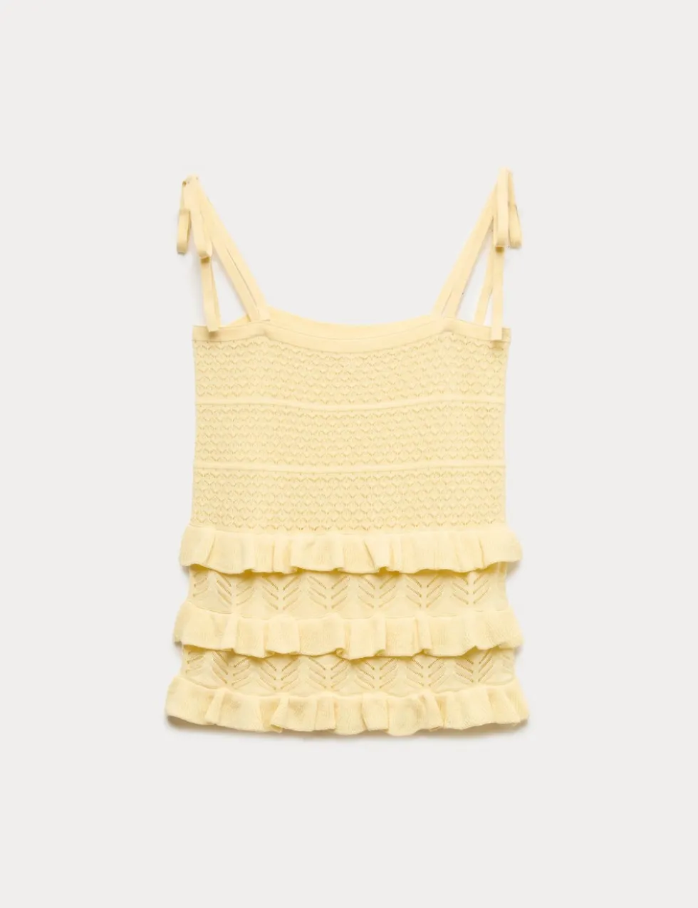 Cotton Rich Pointelle Ruffle Cami Top
