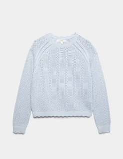 Cotton Rich Pointelle Scallop Edge Jumper