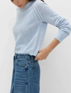 Cotton Rich Pointelle Scallop Edge Jumper