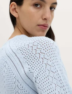 Cotton Rich Pointelle Scallop Edge Jumper