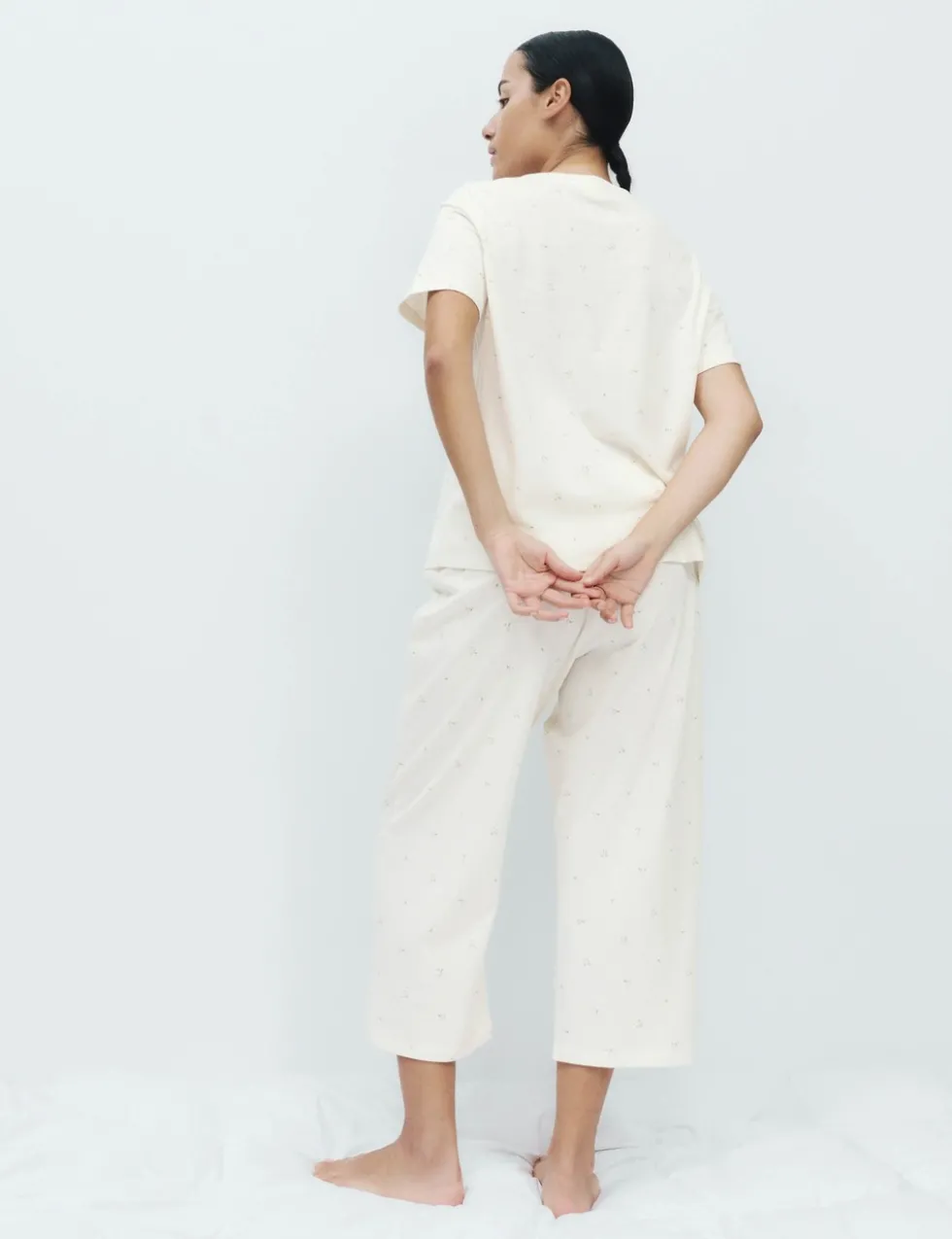 Cotton Rich Printed Cropped Pyjama Set