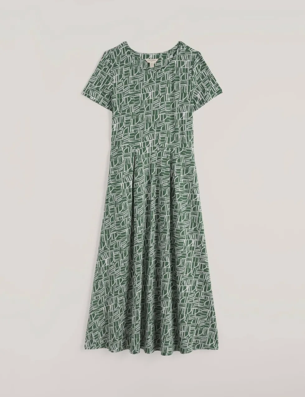 Cotton Rich Printed Midi Waisted Dress