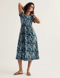 Cotton Rich Printed Midi T-Shirt Dress