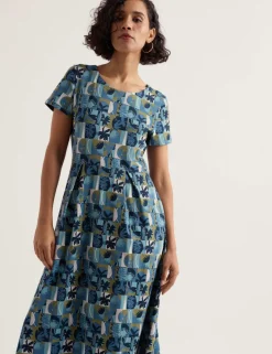 Cotton Rich Printed Midi T-Shirt Dress