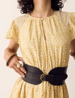 Cotton Rich Printed Midi Waisted Dress