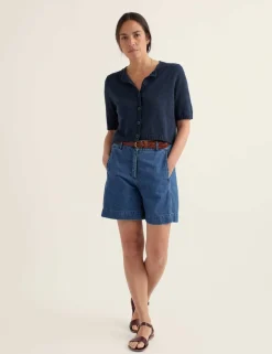 Cotton Rich Relaxed Cardigan with Linen