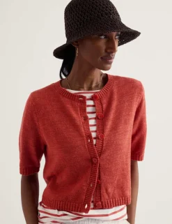 Cotton Rich Relaxed Cardigan with Linen