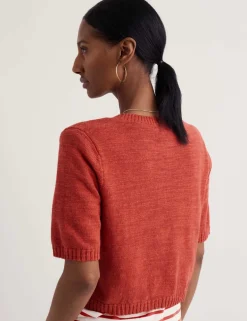 Cotton Rich Relaxed Cardigan with Linen