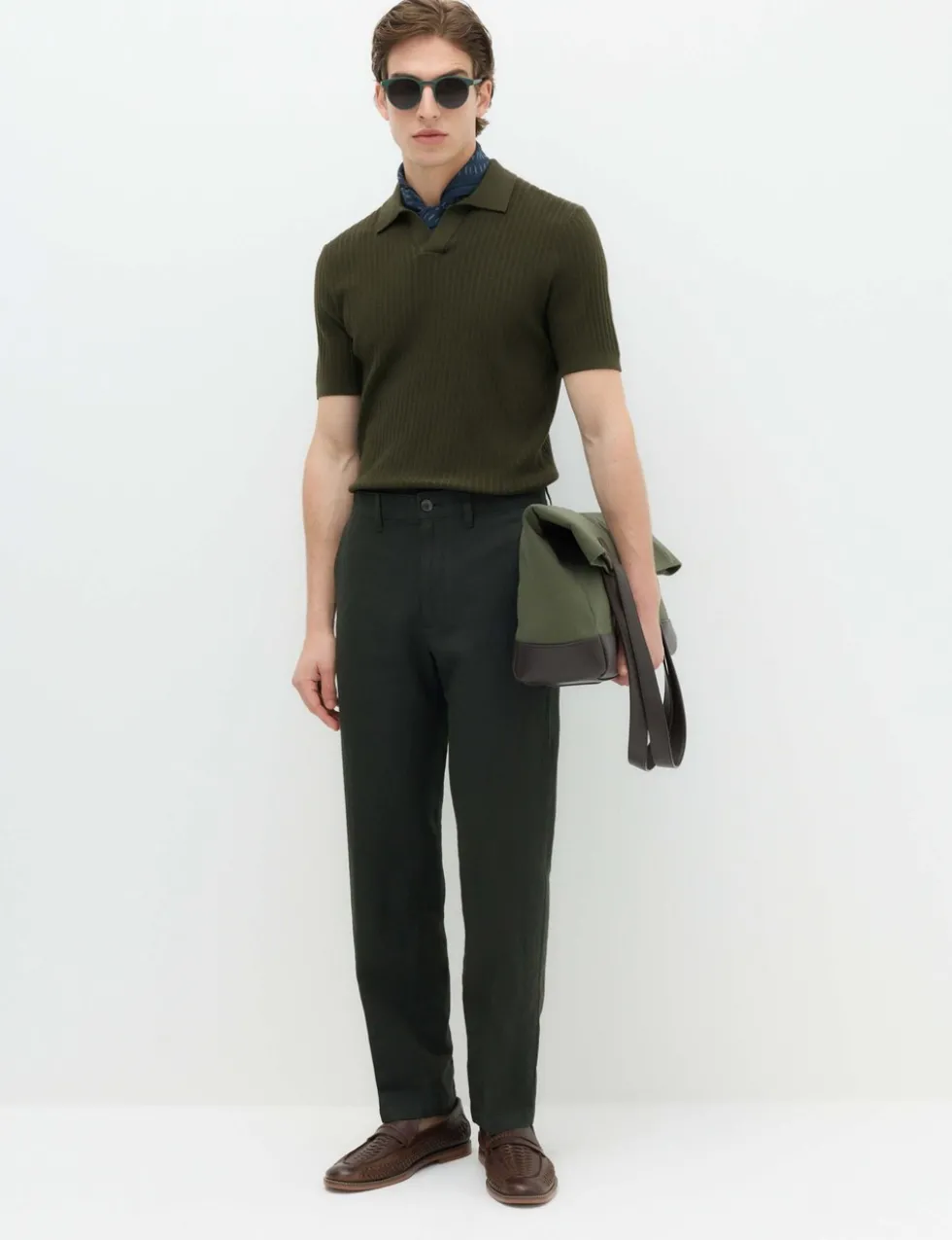 Cotton Rich Rib Texture Open Neck Polo Shirt