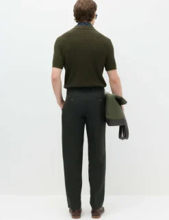 Cotton Rich Rib Texture Open Neck Polo Shirt