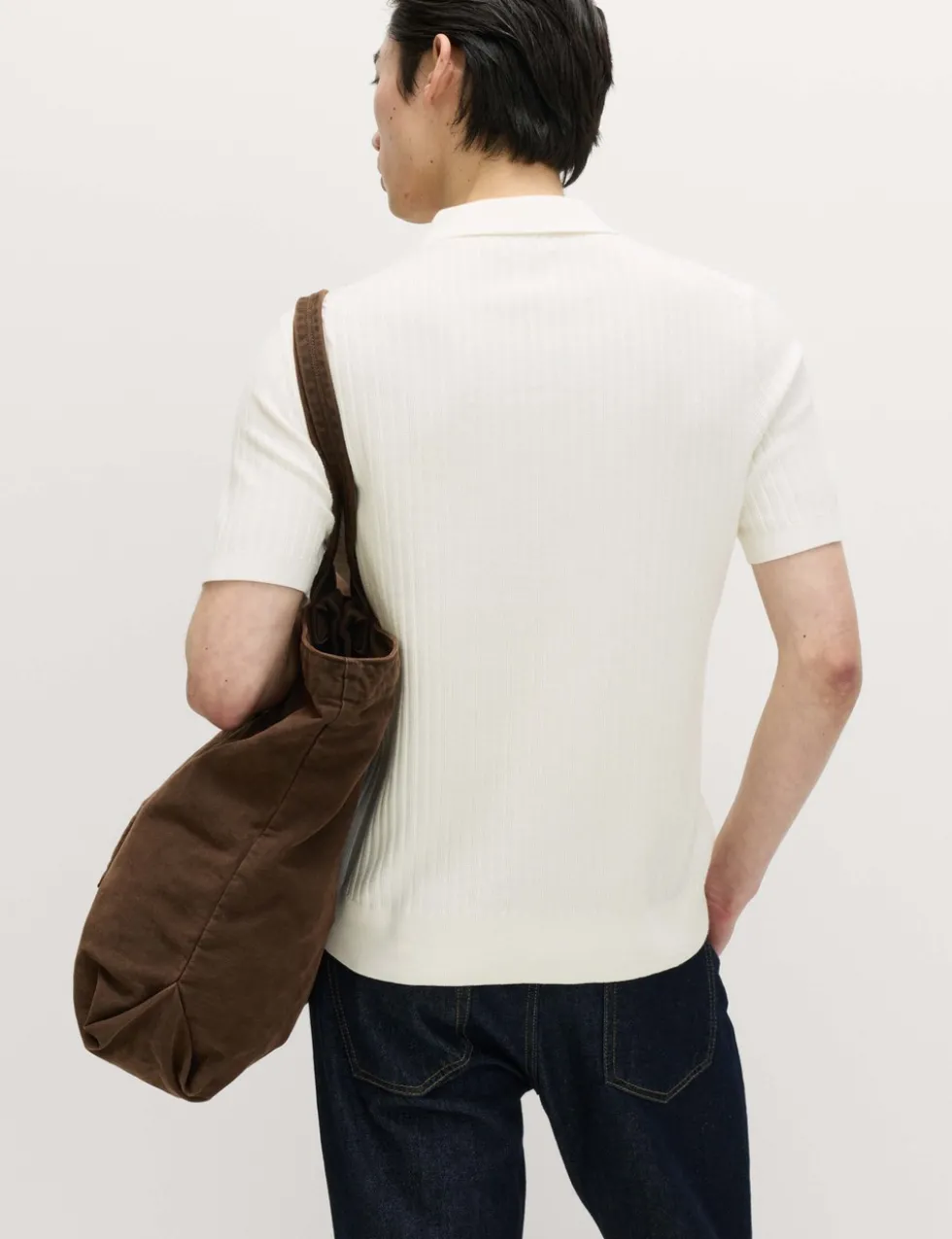 Cotton Rich Rib Texture Open Neck Polo Shirt