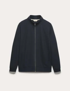 Cotton Rich Rib Zip Up Loungewear Top