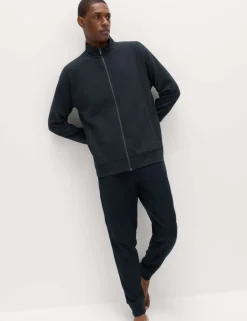 Cotton Rich Rib Zip Up Loungewear Top
