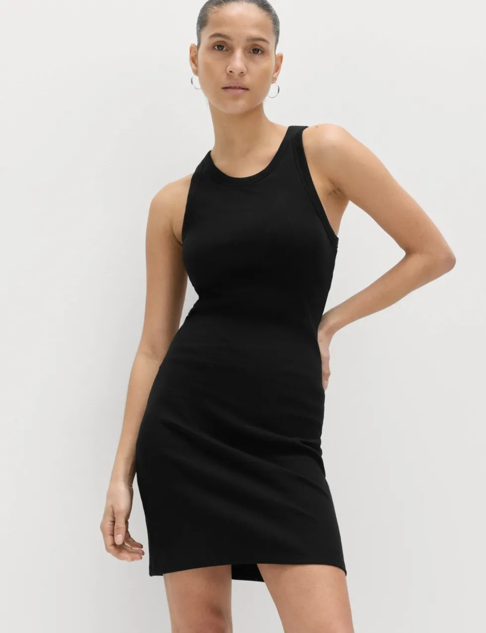 Cotton Rich Ribbed Bra Insert Mini Bodycon Dress