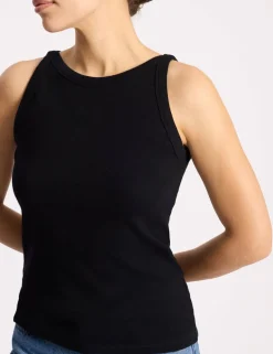 Cotton Rich Ribbed High Neck Vest