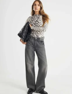 Cotton Rich Ribbed Leopard Print Top