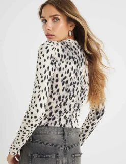 Cotton Rich Ribbed Leopard Print Top