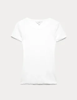Cotton Rich Ribbed Lettuce Edge T-Shirt
