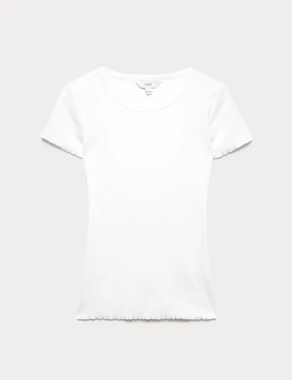 Cotton Rich Ribbed Lettuce Edge T-Shirt