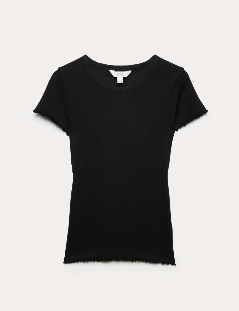 Cotton Rich Ribbed Lettuce Edge T-Shirt
